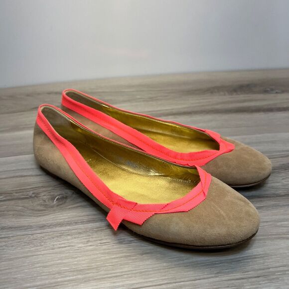J.Crew Womens Size 10 Made In Italy Suede Beige Ballet Slip On Flats - Picture 1 of 10